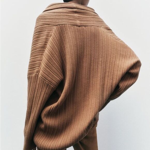 ZARA OVERSIZED COWL NECK KNIT SWEATER - Picture 5 of 11